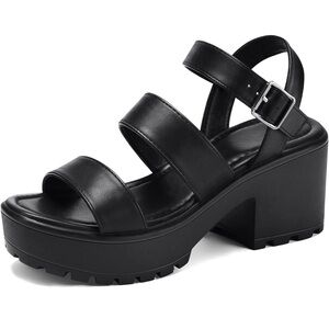 Chic Black Chunky Platform Sandals